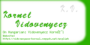 kornel vidovenyecz business card
